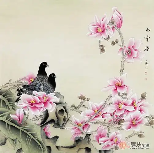 小户型客厅挂画欣赏 斗方花鸟画装饰出鸟语花香