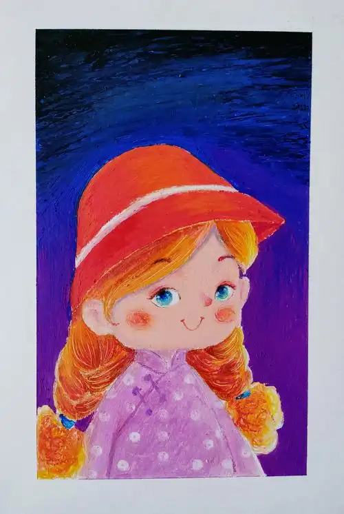 油画棒女孩儿童画 - 原创作品 - 站酷(zcool)