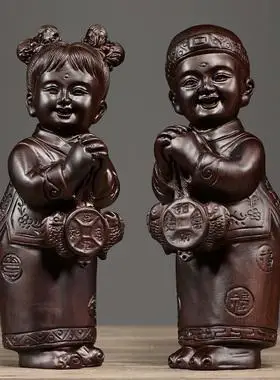 莆田去看看￥1,050券后月销 0黑檀实木雕刻金童玉女摆件善财童子龙女