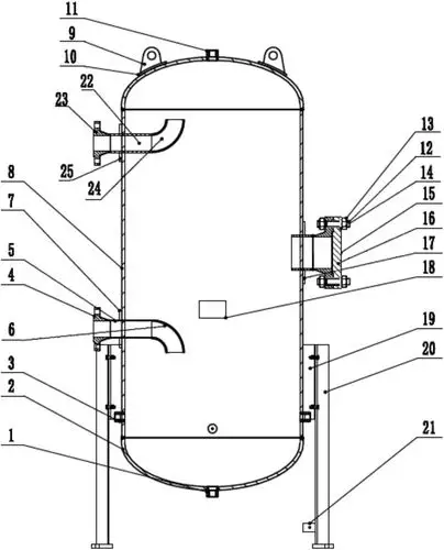 本实用新型涉及立式储气罐,包括筒体和设置在筒体上