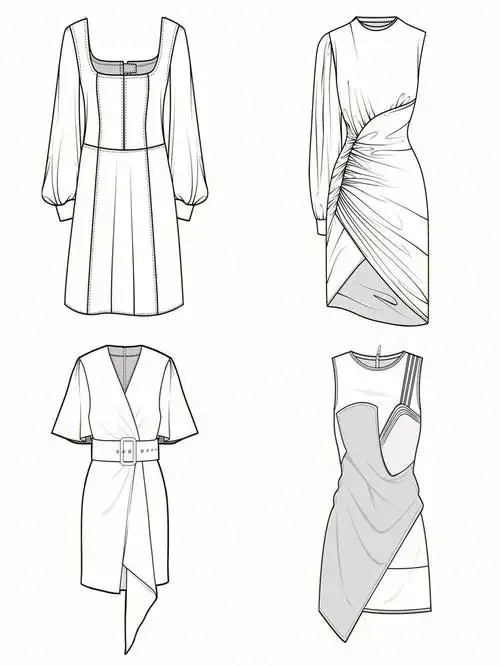 连衣裙正反面服装款式图服装设计17