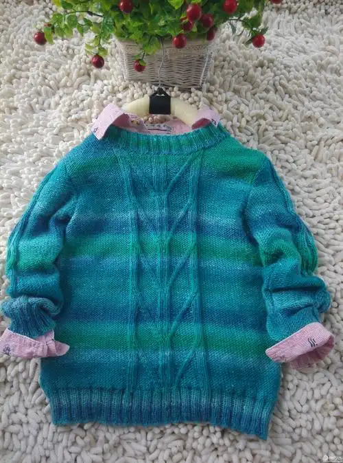 编织教程 小白杨 男童棒针圆领套头毛衣