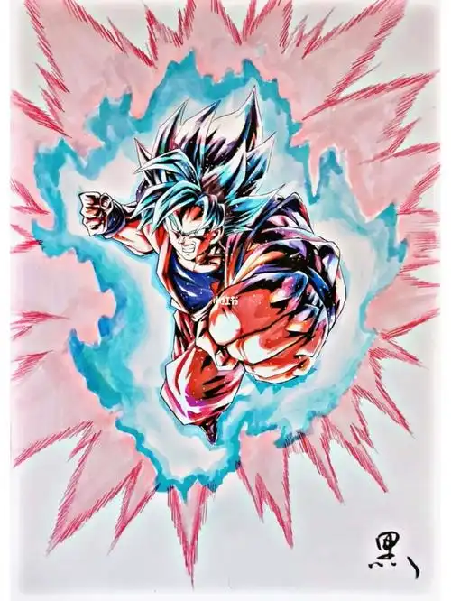 手绘超蓝界王拳悟空