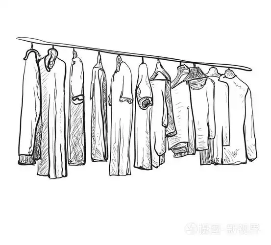 手绘衣服晾在衣架上插画-正版商用图片0eypjz-摄图新视界