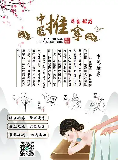 复古水墨风中医推拿养生理疗宣传单