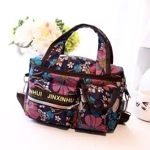 新款斜挎包女小包休闲尼龙帆布包袋多层单肩小花布日韩妈妈包包新款
