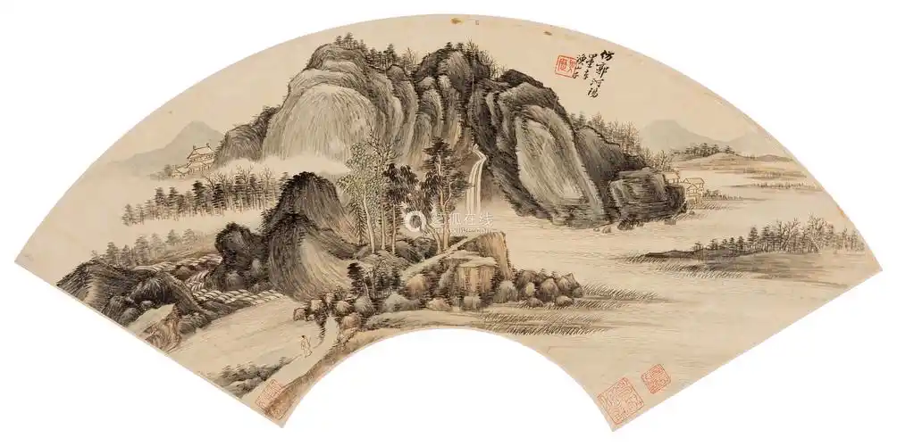 吴历 山水图 扇面 纸本