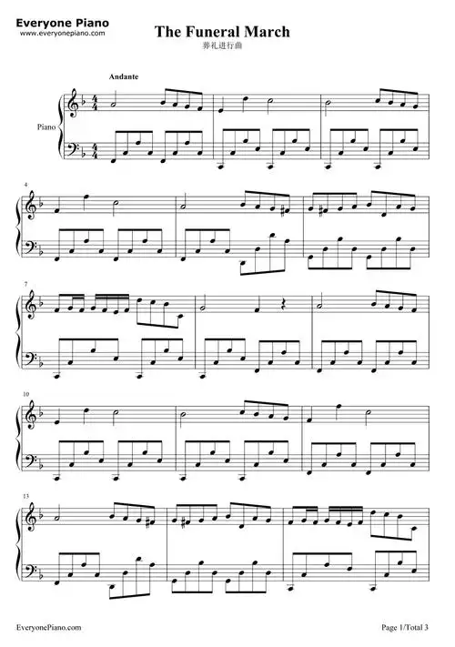 葬礼进行曲钢琴谱-肖邦1