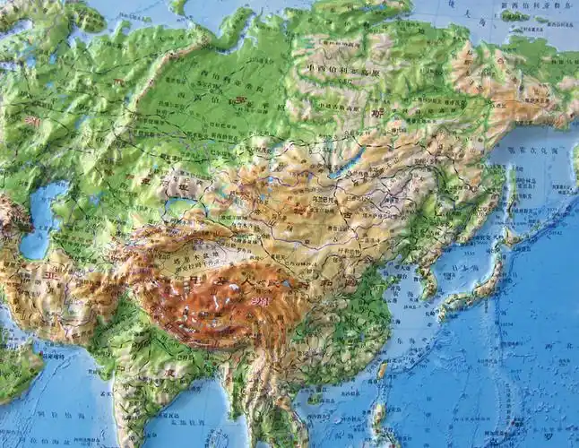 立体世界地图 一全张 凹凸地形图地图挂图 博目精雕版