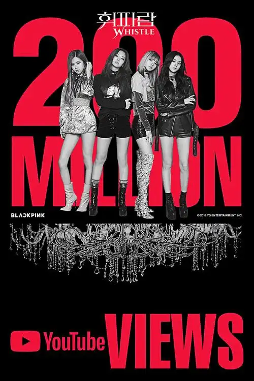 blackpink –whistle m/v hits 200 million views