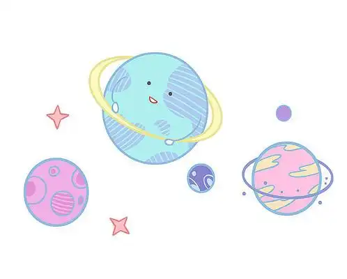 原创手绘儿童卡通宇宙小行星组合插画 psd手绘儿童卡通宇宙星球行星