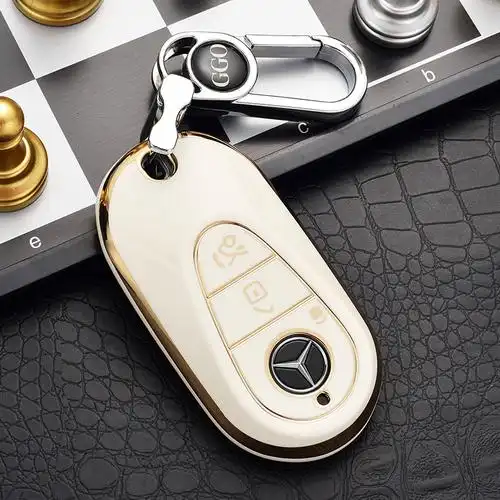 c200l s400l包s450l汽车金边钥匙包扣壳 奔驰c-奶奶灰 压纹双扣【图片