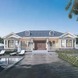 a869一层网红欧式平房农村小别墅单层自建房屋平面设计图纸全套