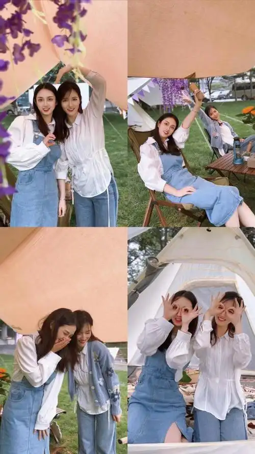 冲呀姐妹闺蜜照姿势与构图拿捏了露营就要这么拍