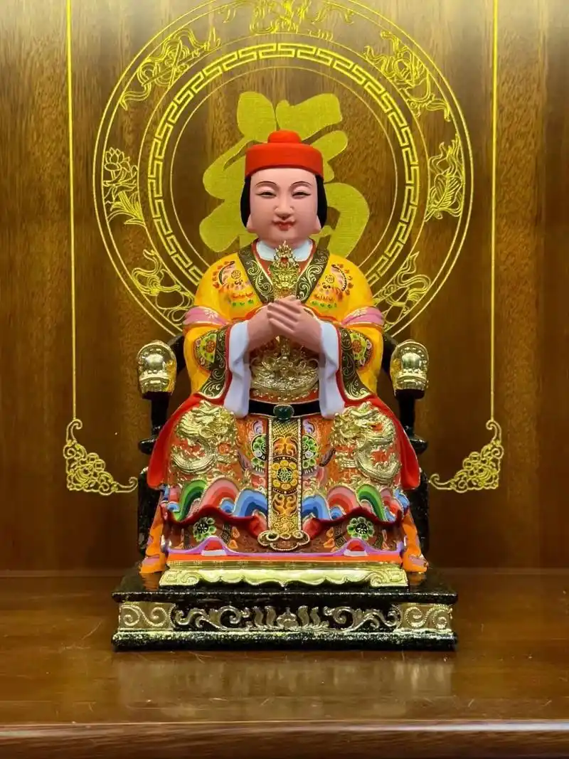 香樟木雕刻神像佛像道教工艺品摆件定制精品开脸贴金彩绘娘娘夫人