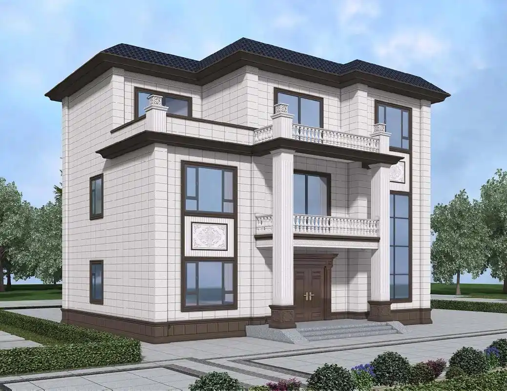 别墅罗马柱外观效果图 #外墙瓷砖配色效果