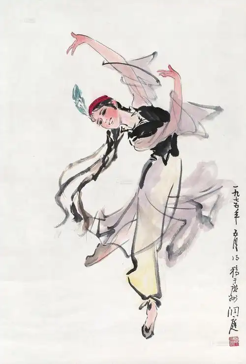 【1975年作 民族舞 立轴 设色纸本】拍卖品_图片_价格_鉴赏_绘画_雅昌