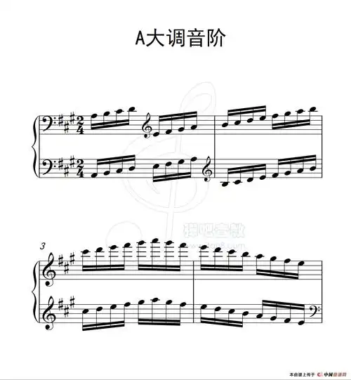 第三级 a大调音阶(中国音乐学院钢琴考级作品1~6级)(1)_50_64_1.png