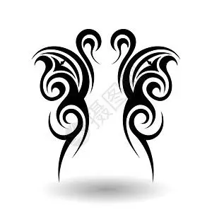 素描椅子画复古黑色图腾翅膀矢量设计元素插画