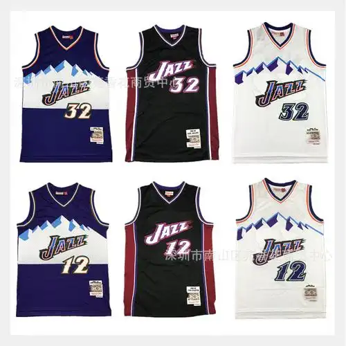 nba38篮球衣批发爵士队斯托克顿马龙复古刺绣篮球服运动夏季训练