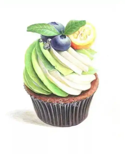 彩铅教程| 蓝莓冰激淋蛋糕杯