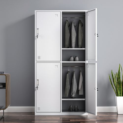 四门员工更衣柜铁皮储物柜家用换衣柜钢制存储柜健身房带锁铁柜子