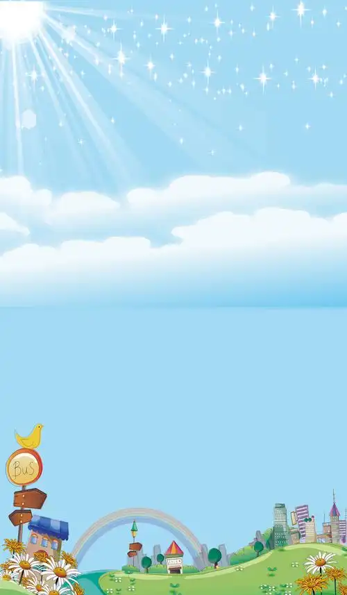 卡通儿童草地房子海报背景免抠素材免费下载_觅元素51yuansu.com