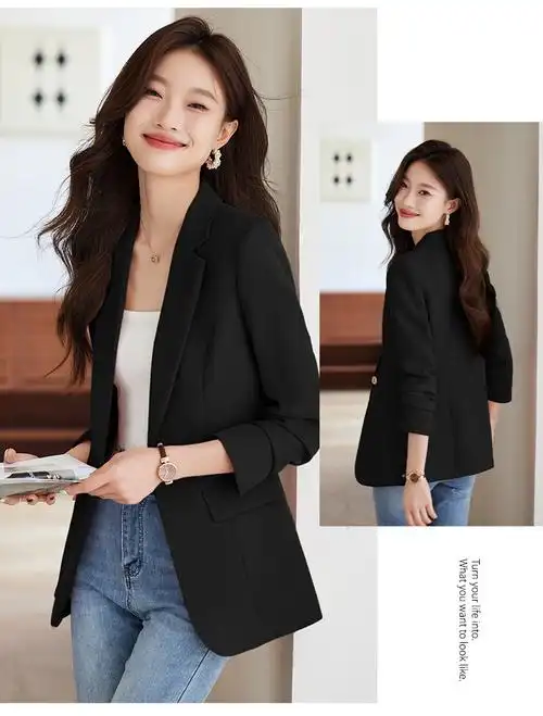 休闲西装外套女2024秋季新款高级感气质职业装通勤简约小西服上衣