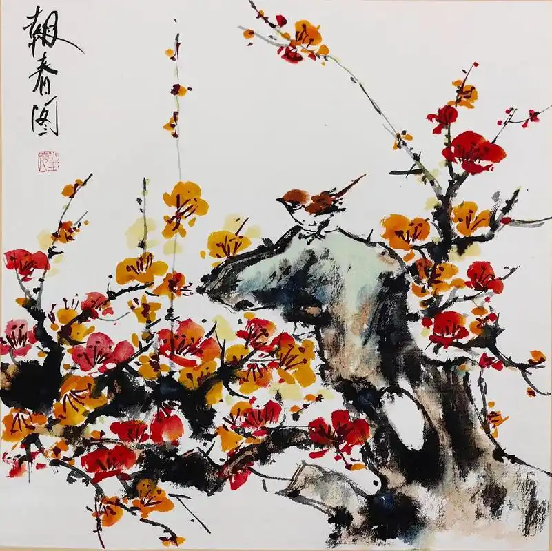 斗方梅花图#弘扬中国传统文化 #零基础学画画 #原创作品