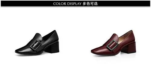【girdear】哥弟女鞋 2017秋冬季漆皮粗跟女鞋方扣高跟单鞋ax11022