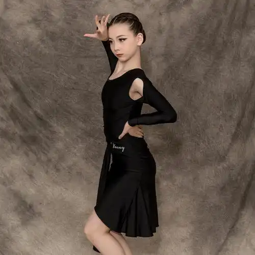 拉丁舞venny薇妮夏季服女儿童练功新款连衣裙性感拉丁舞练习套装
