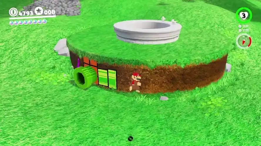 月亮超级马里奥奥德赛蘑菇王国绕着水井收集音符