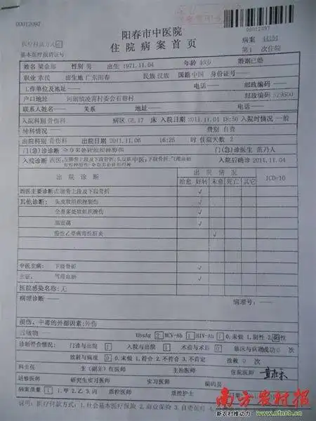 被打伤村民病历