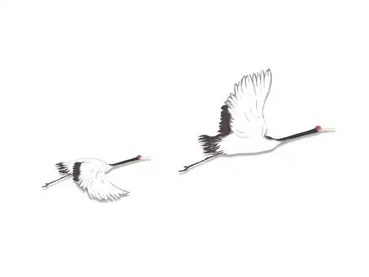 白色手绘卡通水墨风中国风古风仙鹤飞鹤元素png素材