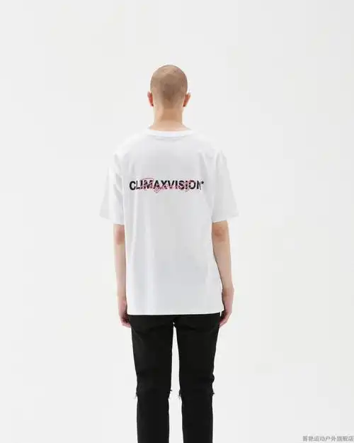 climaxvision印花logo印花简约休闲t恤短袖高街情侣tee潮牌黑白白色s