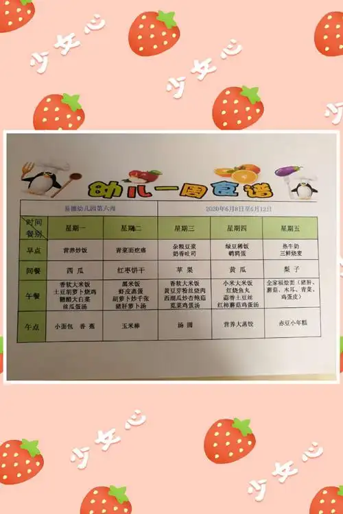 易德幼儿园一周食谱——舌尖上的美味