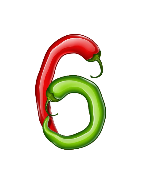 png艺术字创意卡通辣椒文字蔬菜食材数字阿拉伯数字6