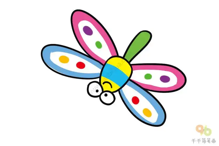彩色的蜻蜓简笔画步骤图