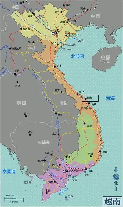 下面地图表示了岘港市在越南地图上面的位置.