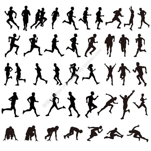 运动跑步剪影  助跑起跑慢跑赛跑人物动作 ai格式矢量设计素材