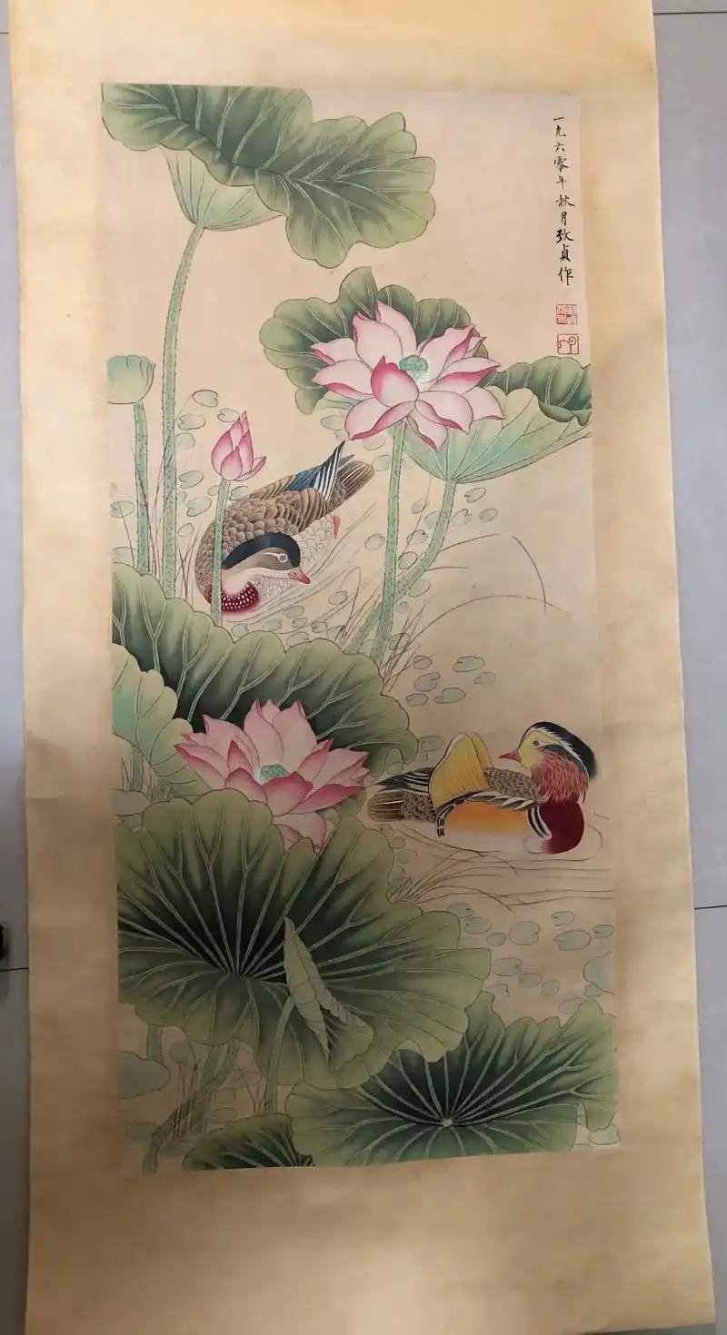 好物推荐97 俞致贞老师作品 荷花鸳鸯 戏水图 #作品欣赏 - 抖音