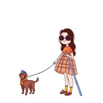 盲人小姐姐盲人元素安全交通png素材