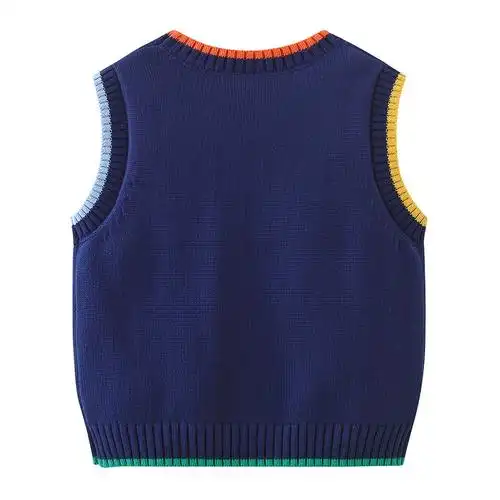 男童马甲时尚秋季新款儿童卡通针织套头背心宝宝洋气坎肩毛衣3366