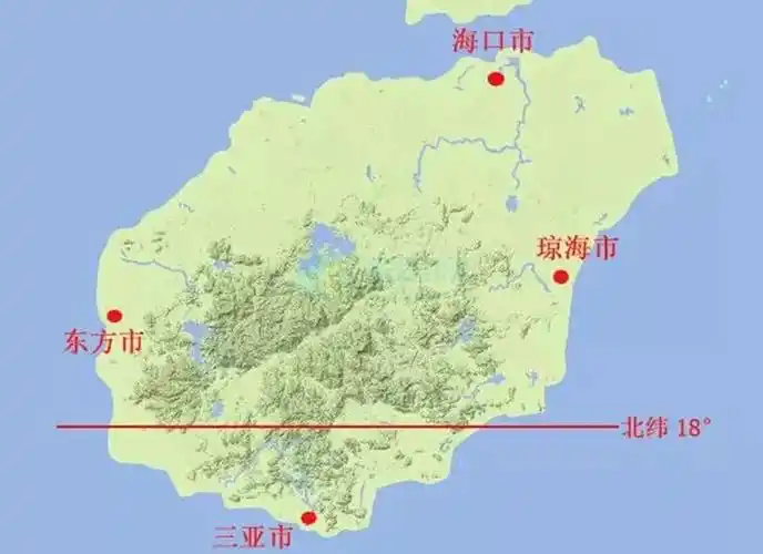 海南版图上的北纬18°划分线