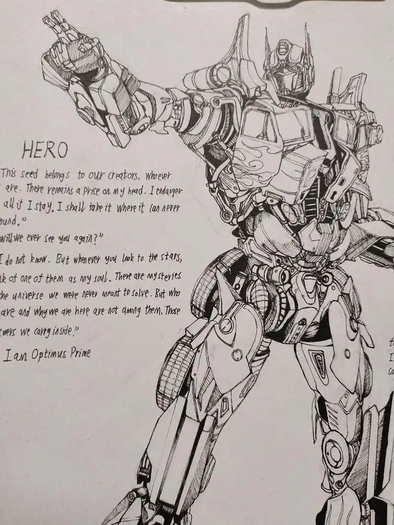 手绘 变形金刚电影版擎天柱 烂尾了小半年才想起来把这张画完,而且