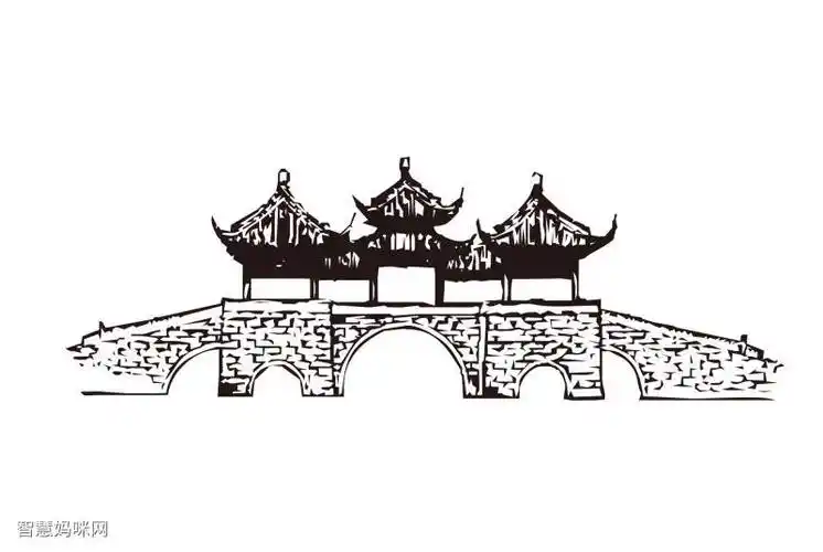 5张古代石拱桥简笔画图片