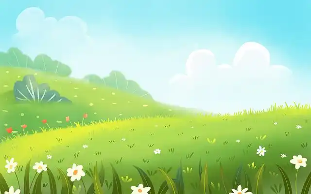 卡通手绘草地插画草坡背景原创插画海报绿草地插画