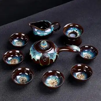 解宴建盏钧瓷窑变功夫茶具套装陶瓷家用茶壶茶杯盖碗茶盏整套组合用品