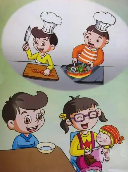 娃娃家扮家家简笔画