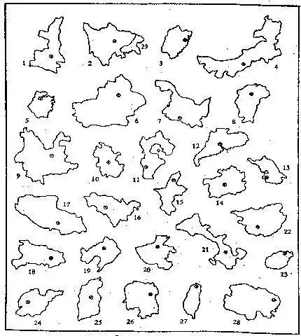 求中国34个省级行政区轮廓图呐,要一个一个的,不要连在一起的呐.